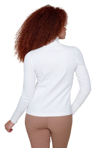 Ribbed Ruffle Turtleneck- Creme