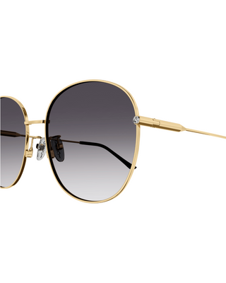 Gucci Round Metal Frame Sunglasses- Gold + Grey