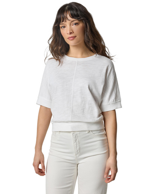Rib Trim Short Sleeve- White