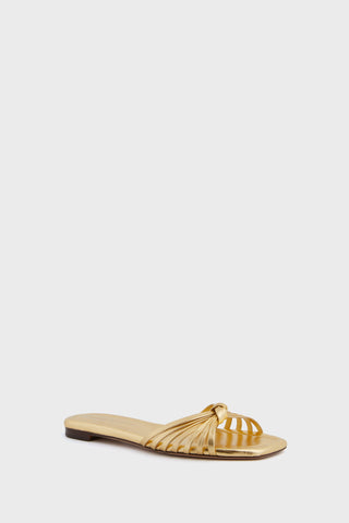 Izzie Knotted Flat Sandal- Gold
