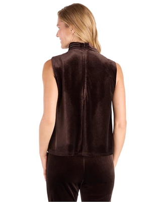 Octavia Stretch Velvet Top- Espresso