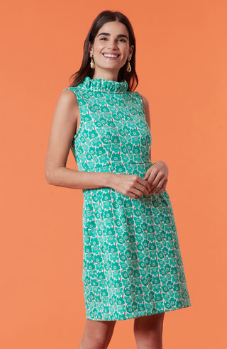 Erica Jacquard Dress- Multi Floral Parakeet