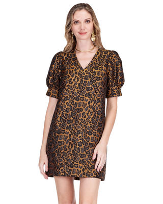 Leopard Luxe Puff Sleeve Dress