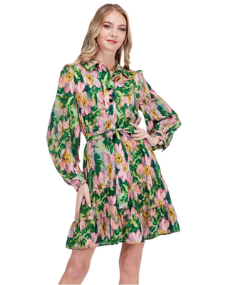 Golden Magnolia Collared Mini Dress