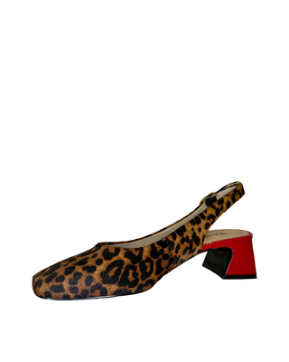Darsy Slingback Block Heel- Leopard + Red