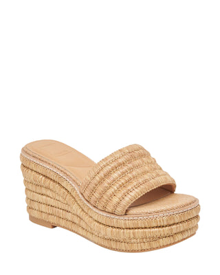Throne Platform Wedge Sandal- Light Natural Raffia