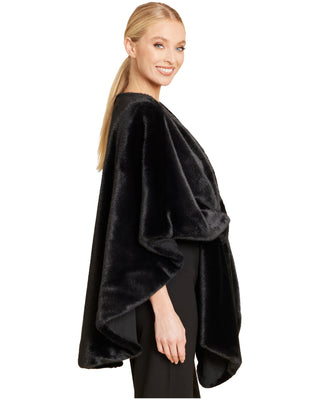 Faux Fur Pull Through Wrap- Black (One Size)