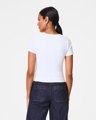 Smoothing Jersey Short Sleeve Crewneck Tee- White