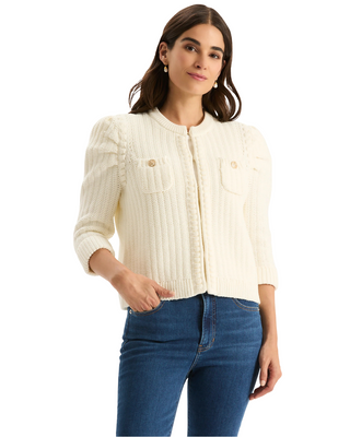 Liza Cotton Blend Jacket- Ivory