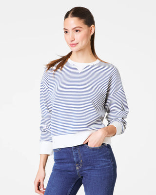 AirEssentials Crewneck- Faded Indigo Stripe