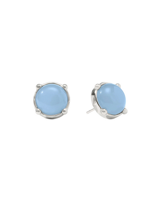 Honey Stud- Silver- Chalcedony Blue