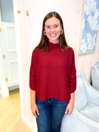 Boho Sweater- Cherry Red
