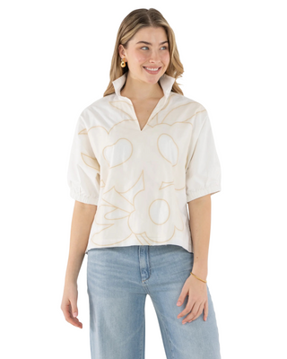 Poppy Top- Beige Bloom