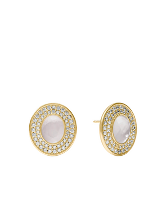 Stardust Stud- Gold- Iridescent Clear Crystal