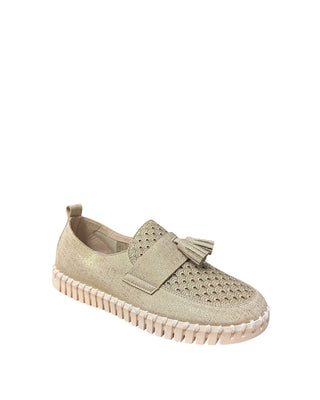 Tulip Tassel Loafer- Sparkle Gold