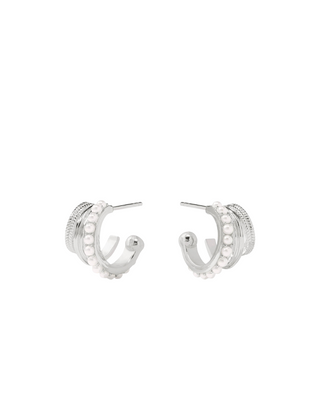 Hydra Triple Hoop- Silver- Pearl
