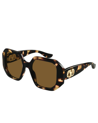 Valentino Geometric Square Sunglasses- Havana/Brown