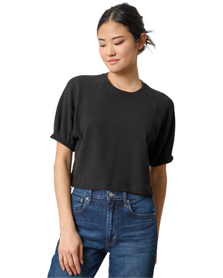 Pleated Sleeve Top- Black