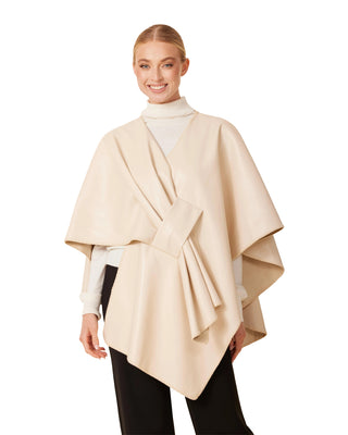 Faux Leather Pull Through Wrap- Bone (One Size)