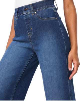 Pull-On Crop Wide Leg Jean- Authentic Blue