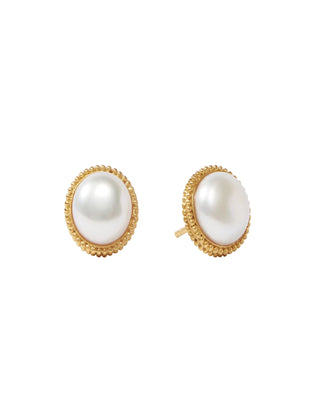 Fleur De Lis Stud- Pearl