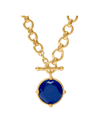 Honeybee Demi Necklace- Gold- Iridescent Sapphire Blue