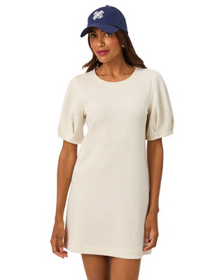 Semana Bubble Sleeve Dress Upf 50+- Heathered Coconut