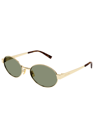 YSL Oval Metal Sunglasses- Green/Gold