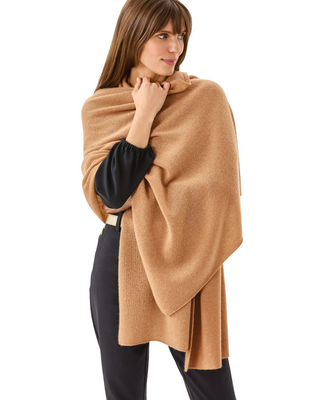 Lanelle Cashmere Wrap- Heathered Rattan Metallic