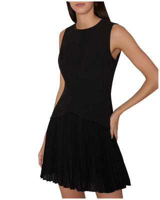 Haddy Pleated Short Sleeve Mini Dress- Black