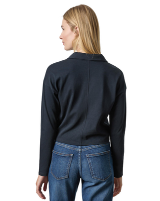 Faux Wrap Collared Top- Black