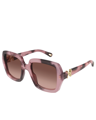 Chloe Milky Rose Oversized Square Sunglasses- Brown/Havana