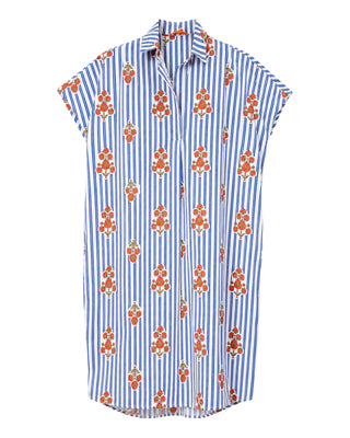Stripe Floral V-Neck Shirt Dress