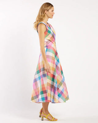 Easton Stretch Linen Cotton- Plaid Multi Citrus