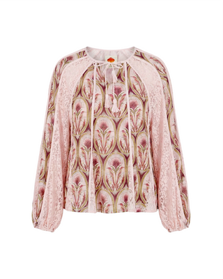 Birds Tree Garden Medal Mix Long Sleeve Blouse
