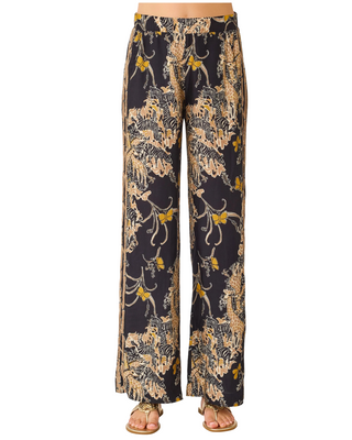 Vianna High Rise Palazzo Pants- Onyx Striped Safari