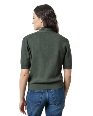V-Neck Elbow Sleeve Sweater- Balsam