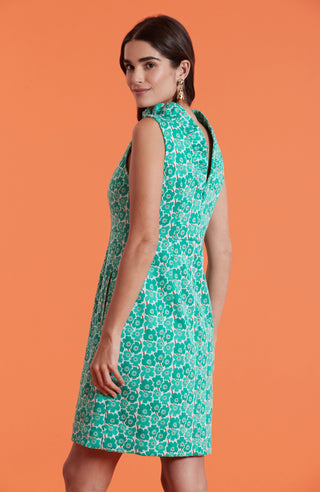 Erica Jacquard Dress- Multi Floral Parakeet