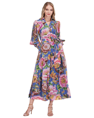 Coco V-Neck Maxi Dress- Cobalt Bloom