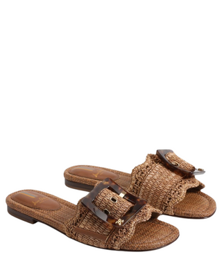 Bambi Raffia Slide Sandal- Cuoio