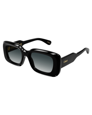 Chloe Gayia Rectangle Sunglasses- Black + Grey