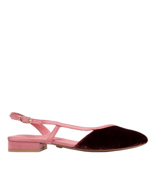 Heidi Slingback Flat- Burgundy + Pink