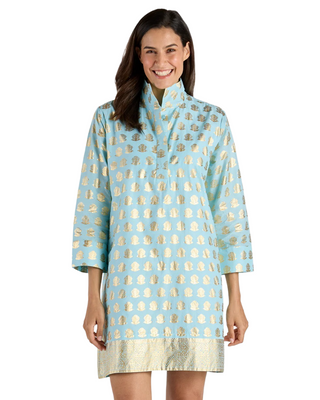 Helen Dress- Foulard Border Light Aqua