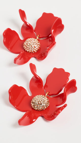 Crystal Lily Earrings- Scarlet