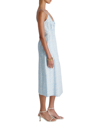 Rhodes Poplin Floral Midi Dress- White + Poolside