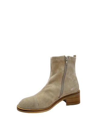 Betty Side Zip Bootie- Taupe Suede