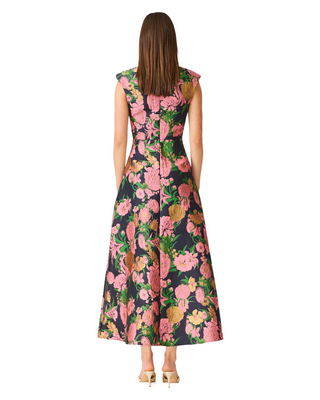 Eclore Maxi Dress- Pink/Black Multi