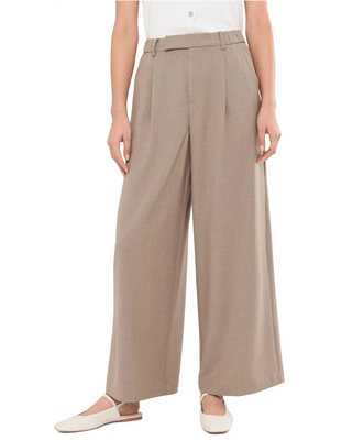 High Rise Wide Leg Trouser 30"- Khaki Melange