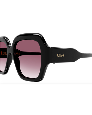 Chloe Gayia Square Sunglasses- Black + Red