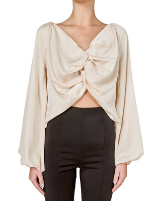 Front Twist Top- Cream